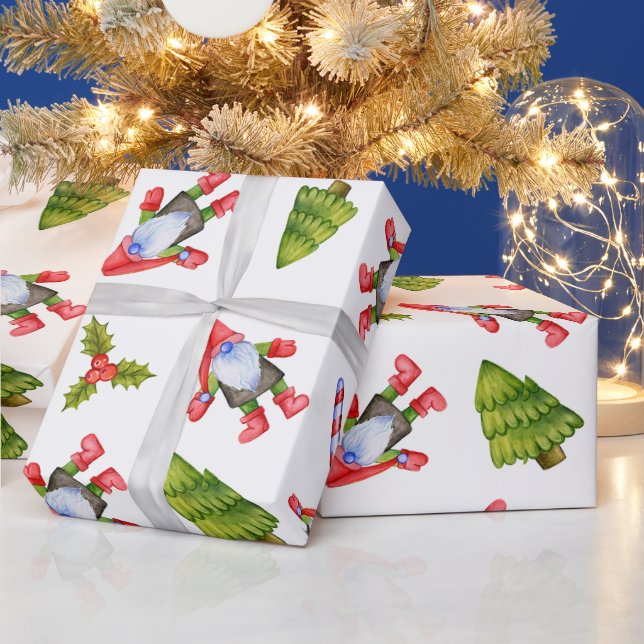 Julen Gnomes, Träd, Snöflingor och Candy cane Presentpapper (Helgdagar)