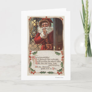 Julen GreetingSanta med räcker på skägg Helgkort