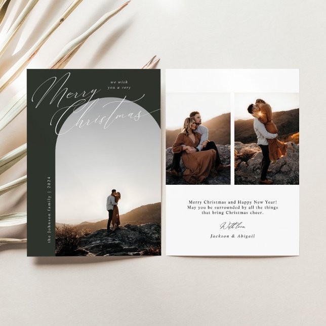 Julen grönt Arch Photo Clean Script Typography (Skapare uppladdad)