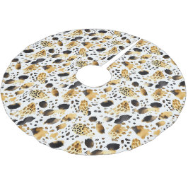 Julen guld Black White Leopard Julgransmatta Borstad Polyester