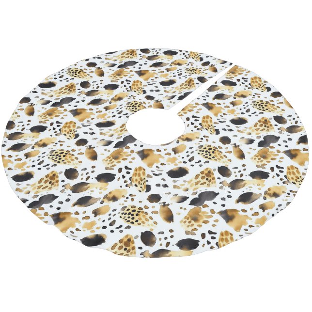 Julen guld Black White Leopard Julgransmatta Borstad Polyester (Vinklad)