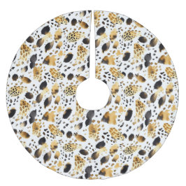 Julen guld Black White Leopard Julgransmatta Borstad Polyester