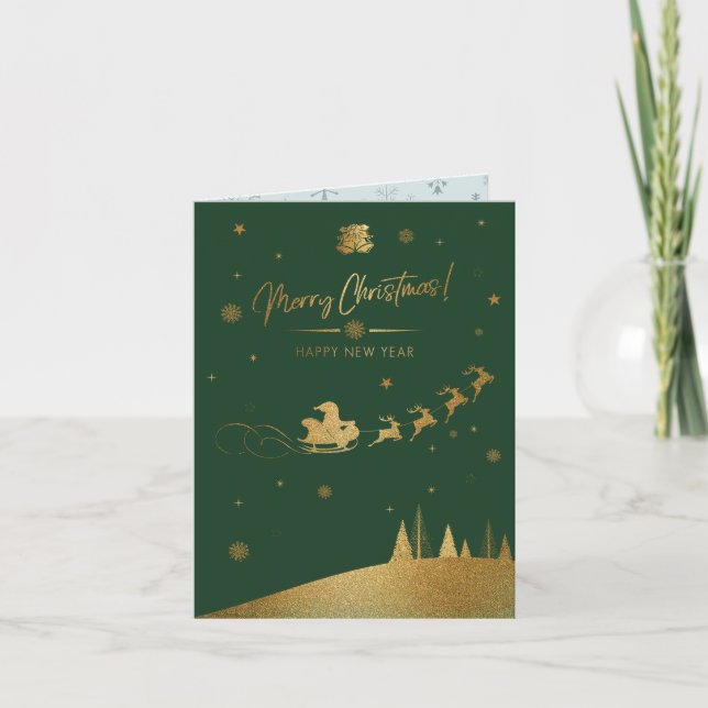 Julen Guld Sleigh Kort (Framsida)