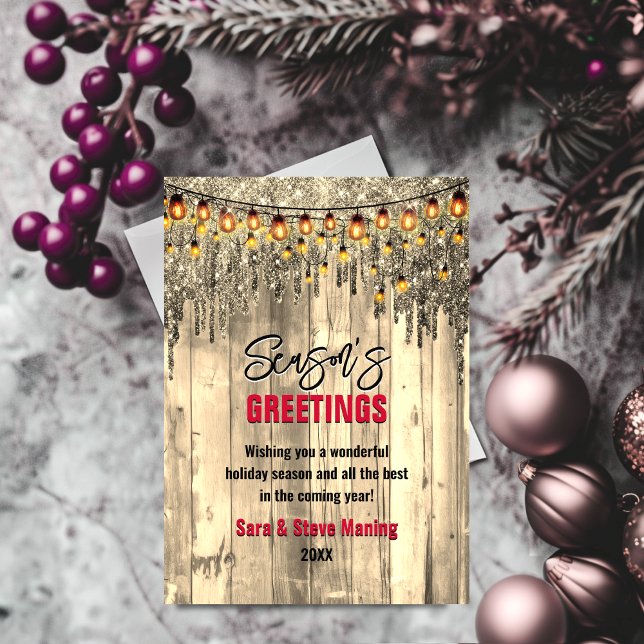 Julen hälsning i Rustic Land guld glitter (Skapare uppladdad)