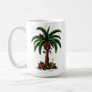 Julen Handflatan Träd, Beach Aloha-julen Kaffemugg