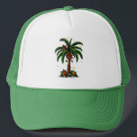 Julen Handflatan Träd, Beach Aloha-julen Keps<br><div class="desc">Utrymme till en tropisk vinter under vintern med vår juldesign Handflatan Träd. Denna unika och festliga grafik för med sig en liten bit av stranden till firande, med ett handflatan träd, som är försett med ljus och prydnadsföremål på julen. Oavsett om du drömmer om en varm och sann jul eller...</div>
