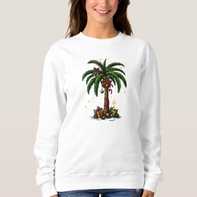 Julen Handflatan Träd, Beach Aloha-julen T Shirt (Framsida)