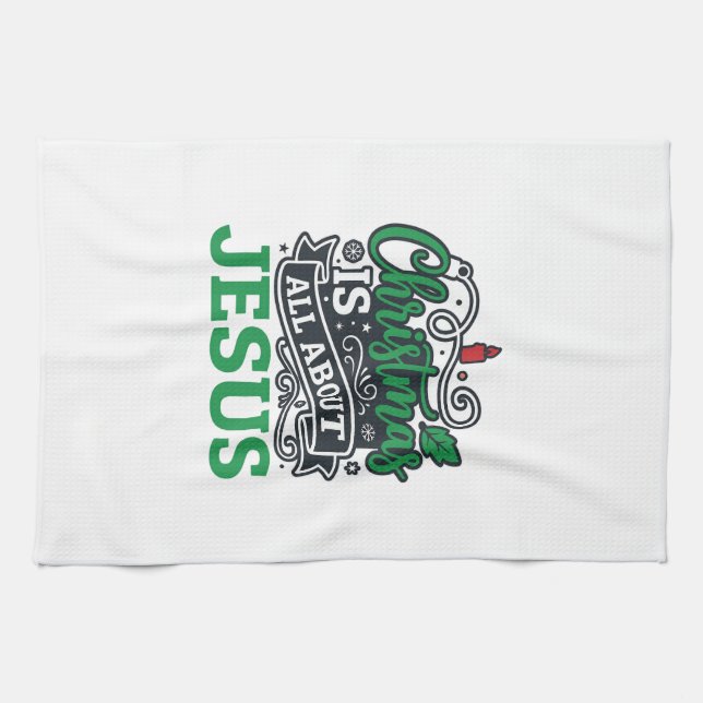 Julen handlar om Jesus-design Kökshandduk (Horisontell)