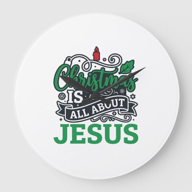 Julen handlar om Jesus-design Stor Klocka (Framsida)