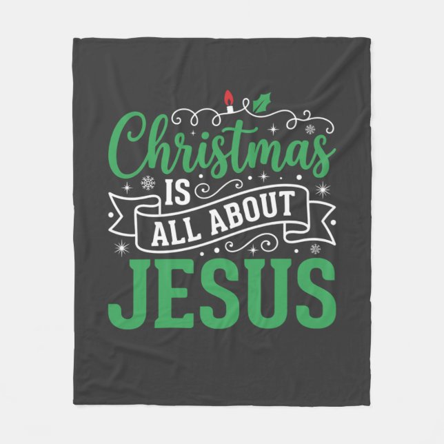 Julen handlar om Jesus typografi Fleecefilt (Framsidan)