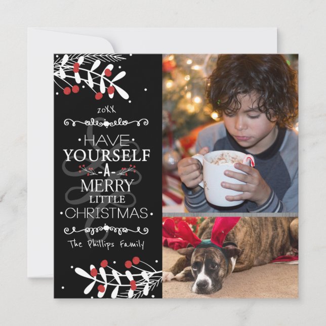 Julen har dig själv.. Red Berries Photo Card (Framsida)