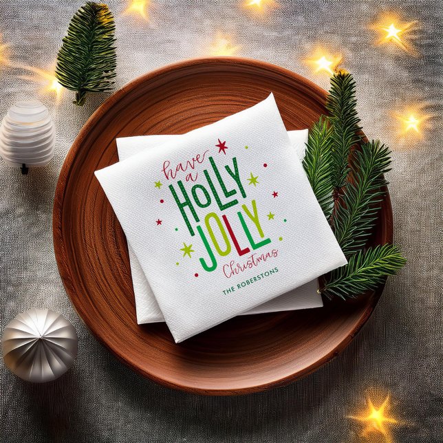 Julen "Holly Jolly", ljus och festlig Pappersservett (Skapare uppladdad)