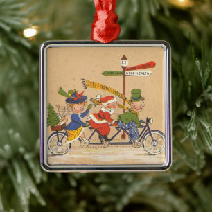 Julen i gammaldags stil, Tomtefar på cykel Julgransprydnad Metall
