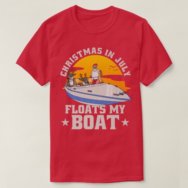 Julen i juli Flyter min båt med Santa Reinde T Shirt (Design framsida)