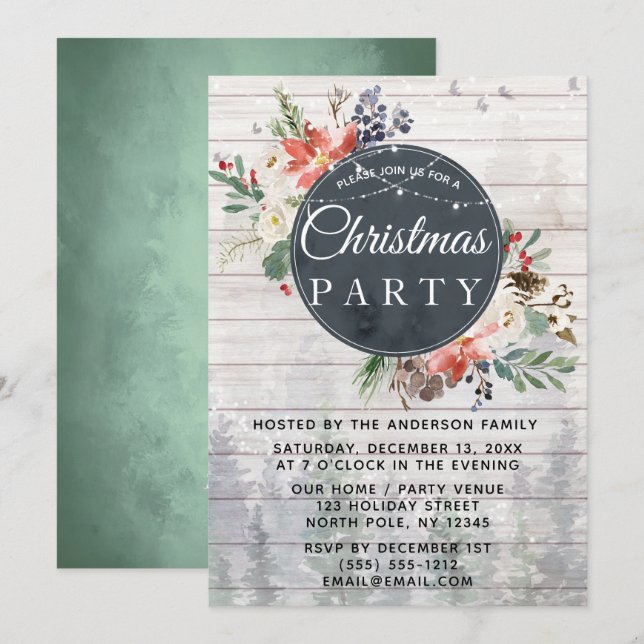 Julen i Ljus i Party Inbjudningar (Fram/baksida)