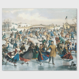 Julen i Victorian Central Park Currier & Ives Presentpapper