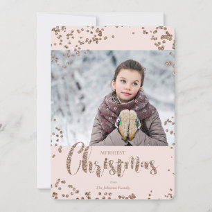 Julen jul Rosa Guld Glitter Fotokort