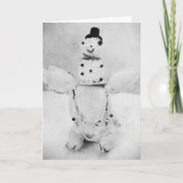 Julen Julhälsningar kortet med en snögubbe Helgkort