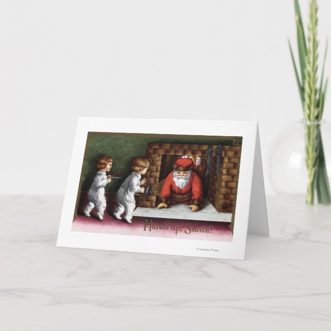 Julen kommande GreetingSanta skorsten ut Helgkort (Framsida)