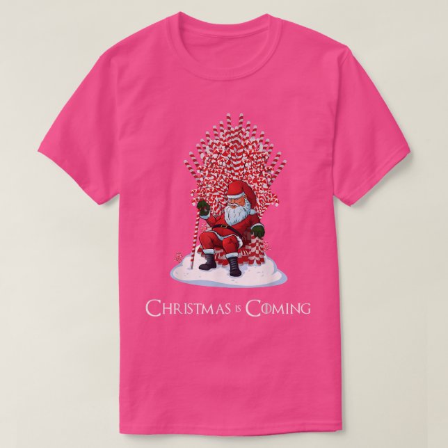 Julen kommer till Santa Candy cane Throne Funny T Shirt (Design framsida)
