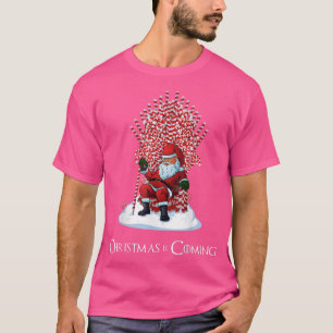 Julen kommer till Santa Candy cane Throne Funny T Shirt