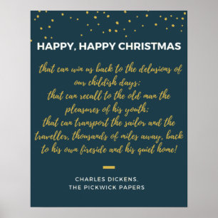 Julen lycklig-Lycklig - citat av Charles Dickens Poster