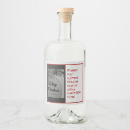 Julen med röda ornament – Elegant firande Spritflaskor Etikett