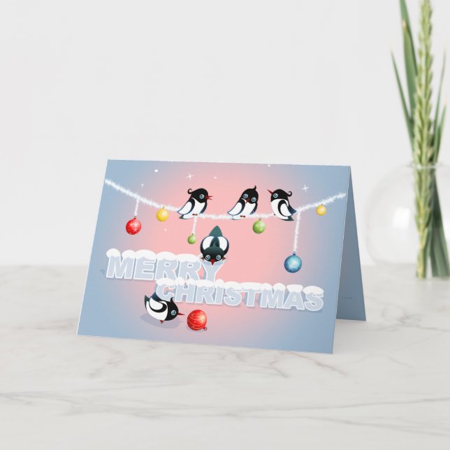 Julen med skator och bubblar 2 helgkort (Framsida)