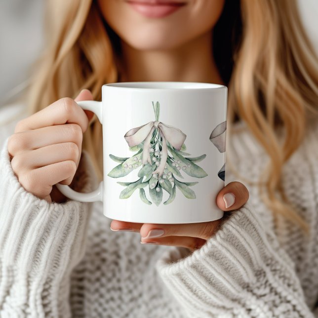 Julen Mistletoe och Silver Klockor Kaffemugg (Mistletoe and Silver Bells Christmas Mug)