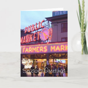 Julen på det Pike stället marknadsför Seattle Helgkort