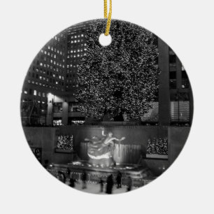 Julen på Rockefeller centrerar & isskaterna Julgransprydnad Keramik