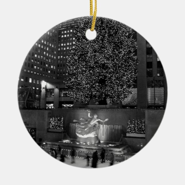 Julen på Rockefeller centrerar & isskaterna Julgransprydnad Keramik (Framsidan)
