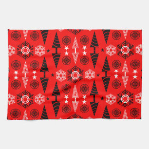 Julen Red and Black Art nouveau Kökshandduk