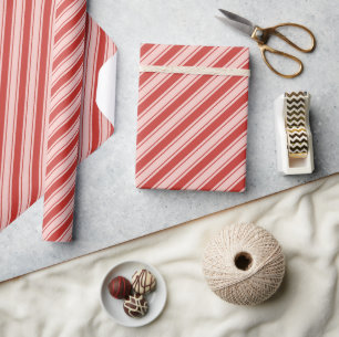 Julen rosa och Röda Candy cane Rand Presentpapper