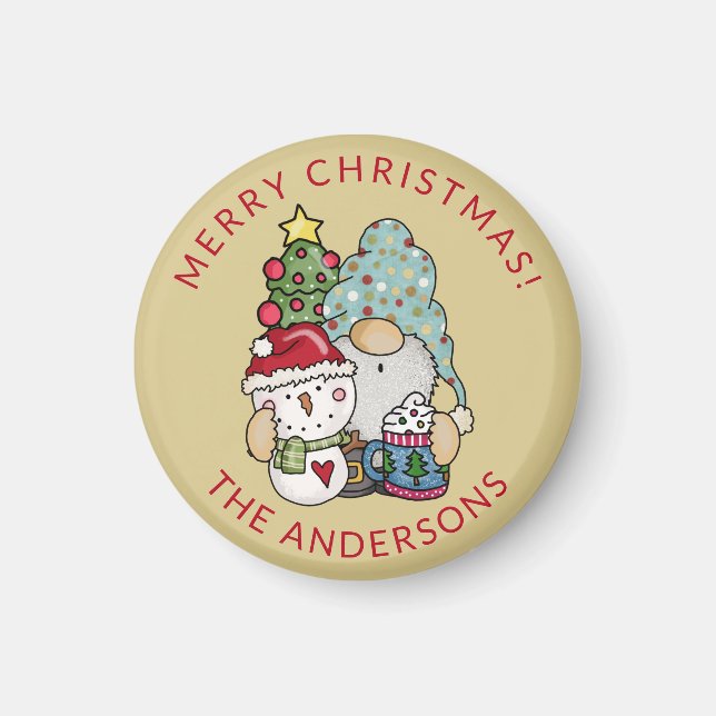 Julen Rustic Festive Gnome Snögubbe Magnet (Framsidan)