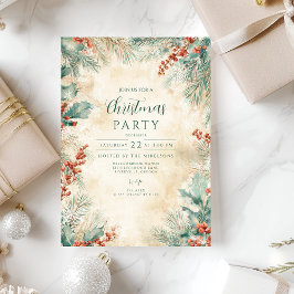 Julen Rustic Holly och Gräs Inbjudningar