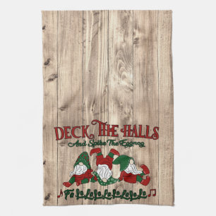 Julen Sång Eggong Gnomes Deck Halls Kökshandduk