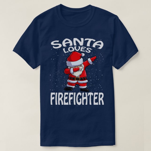 Julen Santa Kärlek Firefighter T Shirt (Design framsida)