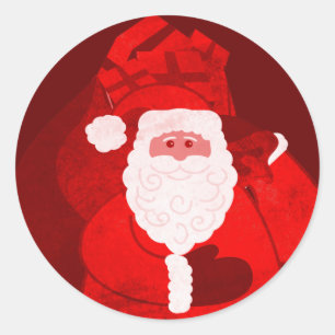 Julen Santa med presenter rundar den röda Runt Klistermärke