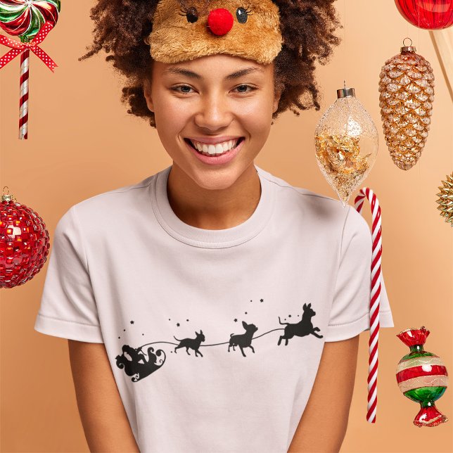 Julen Santa och Chihuahua Shadow T Shirt (Skapare uppladdad)