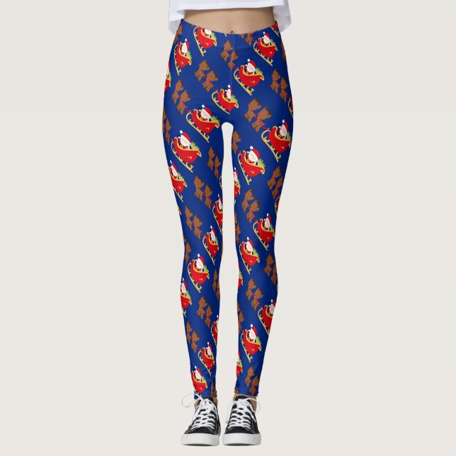 Julen Santa och Reindeer Leggings (Framsida)