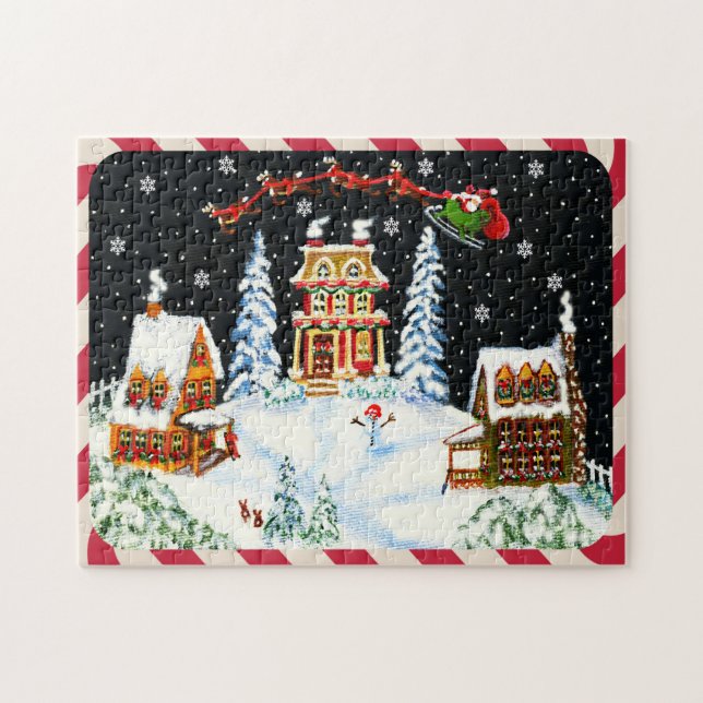 Julen Santa och renen förbryllar "Ho, Ho, Ho ", Pussel (Horisontell)