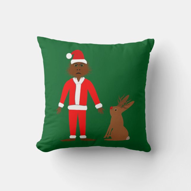 Julen Santa Sasquatch och Jackalope Kudde (Framsida)