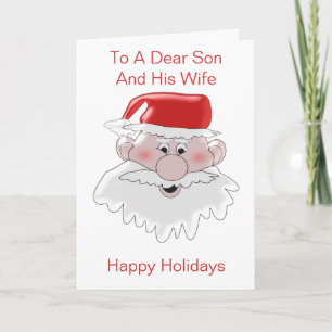 Julen Santa Son och svärdotter Helgkort