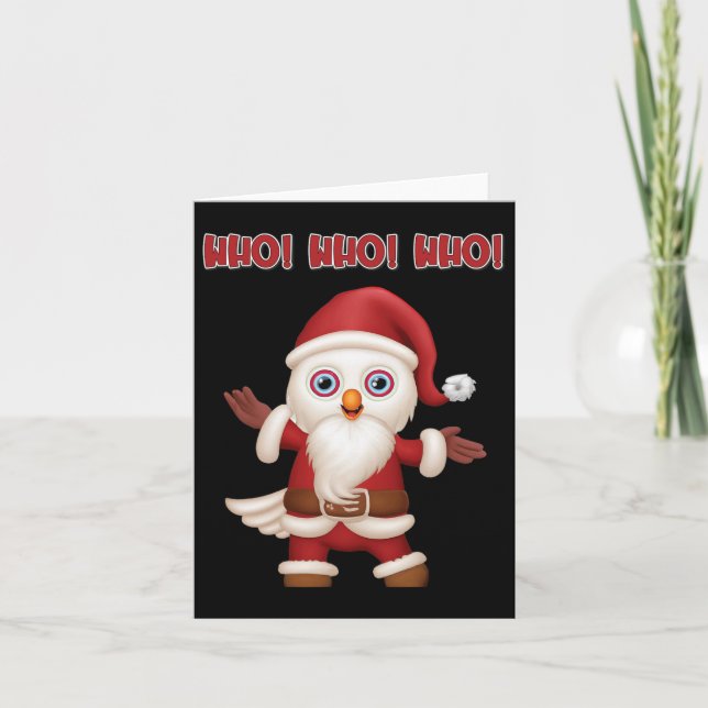 Julen Santa Uggla Festive Roligt jul Kort (Framsida)