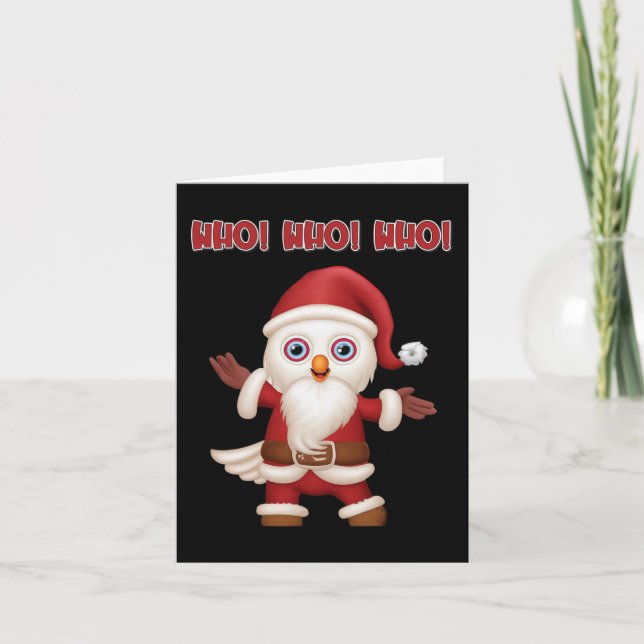 Julen Santa Uggla Festive Roligt jul Kort (Framsida)