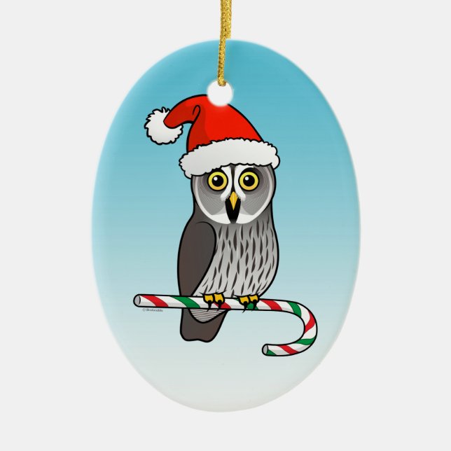 Julen Santa Underbar Grått Uggla Julgransprydnad Keramik (Framsidan)