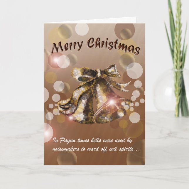 Julen sätta en klocka på (bruntet) helgkort (Framsida)