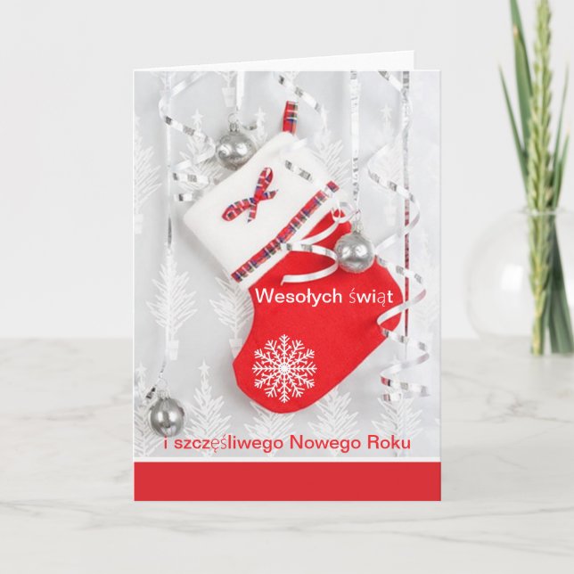 Julen slår, polsk jul för baubles helgkort (Framsida)