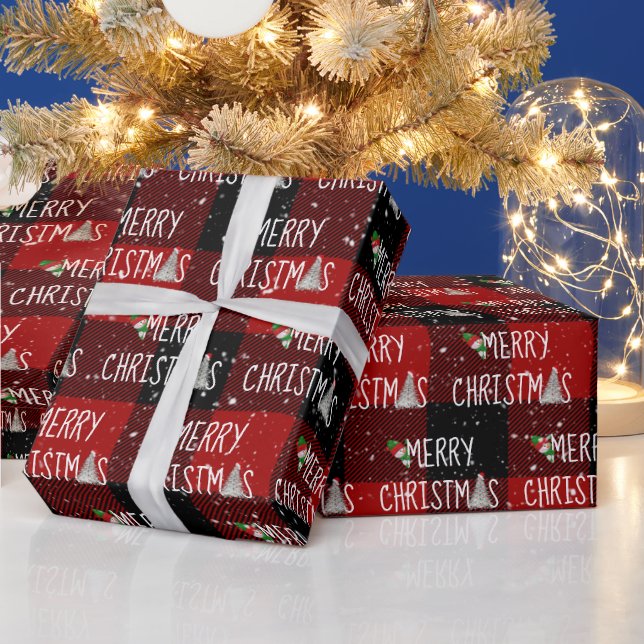 Julen Snögubbe och Träd i Snöflingor Presentpapper (Helgdagar)